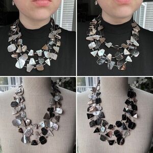 Chicos Mother of Pearl Three Tiered Necklace, 17”-21” adj.